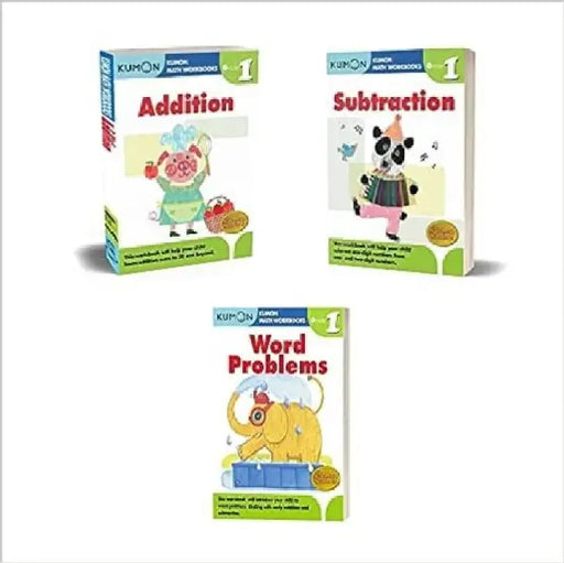 Kumon Grade 1 Set (3 Workbooks) Addition, Subtraction, Word Problems by Kumon