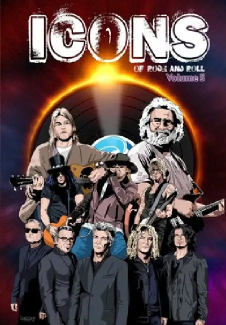 Icons of Rock 5: Jerry Garcia, Guns N' Roses, Bon Jovi and Kurt Cobain by Michael Frizell