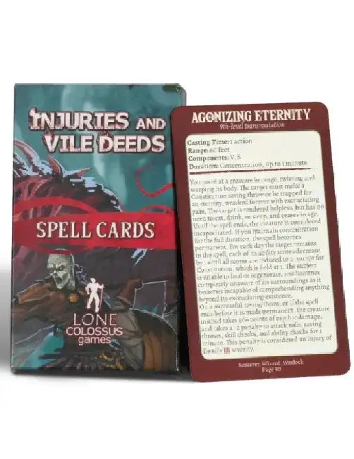 Injuries and Vile Deeds Spell Cards by Joshua Rosing