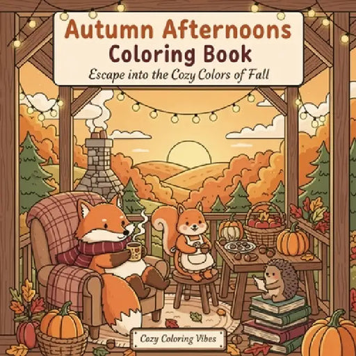Autumn Afternoons Coloring Book: Escape into the Cozy Colors of Fall Fun Adorable Woodland Animal Scenes, Pumpkin Patch Moments, Rustic Cabin Retreats by Cozy Coloring Vibes