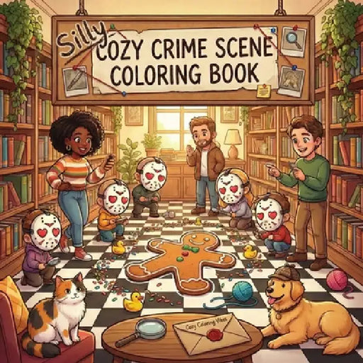 Silly Cozy Crime Scene Coloring Book: Fun Easy Bold Large Simple Art Lines for Adults & Teens Whimsical Mystery, Playful Detective Parody & Spooky Cut by Cozy Coloring Vibes