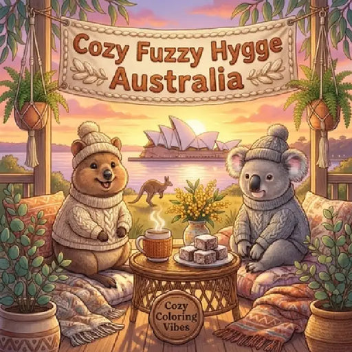 Cozy Fuzzy Hygge Australia: Easy Bold Line Design Adorable Animal Coloring Book for Adults Coastal & Outback, Wildlife Wonders & Relaxing Travel Scene by Cozy Coloring Vibes
