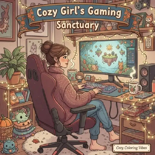 Cozy Girl's Gaming Sanctuary: A Cute Cozy Gaming Coloring Book Fun Easy Bold Line Designs of Gamer Girl Aesthetic, Cozy Setups, Controllers, Headsets by Cozy Coloring Vibes
