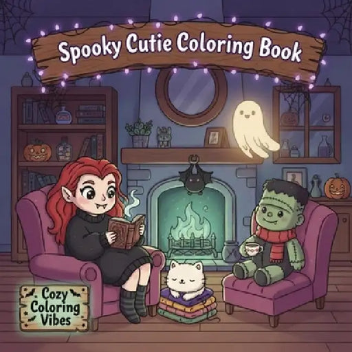 Spooky Cutie Coloring Book: Adorable Spooky Characters & Haunted Halloween Scenes for Adults & Teens Color Cute Creepy Creatures in Hygge Moments for by Cozy Coloring Vibes