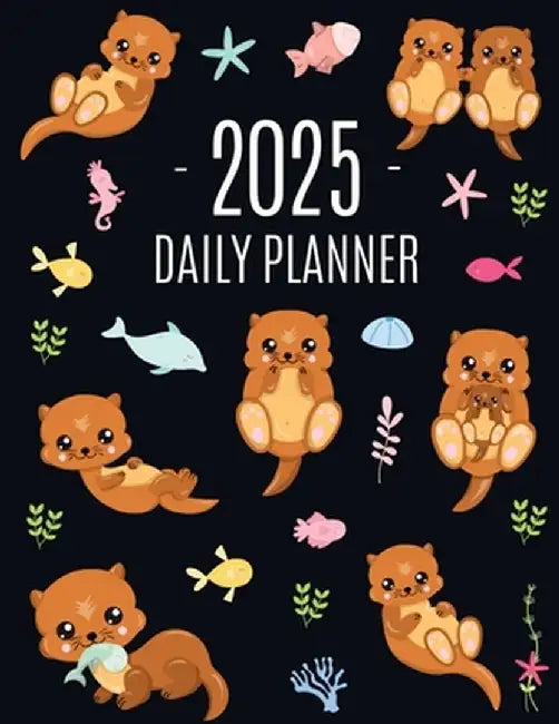 Otter Planner 2025: Daily Organizer: January-December (12 Months) Cute Animal Year Scheduler with Pretty Pink Hearts by Pimpom Pretty Press