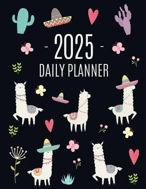 Llama Planner 2025: Cute 2025 Alpaca & Cactus Daily Organizer January-December (12 Months) Funny Farm Animal Agenda by Happy Oak Tree Press