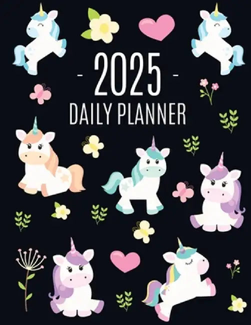 Unicorn Daily Planner 2025: Cute 2025 Year Organizer: January-December (12 Months) Large Funny Magical Fairy Tale Horse Agenda by Happy Oak Tree Press