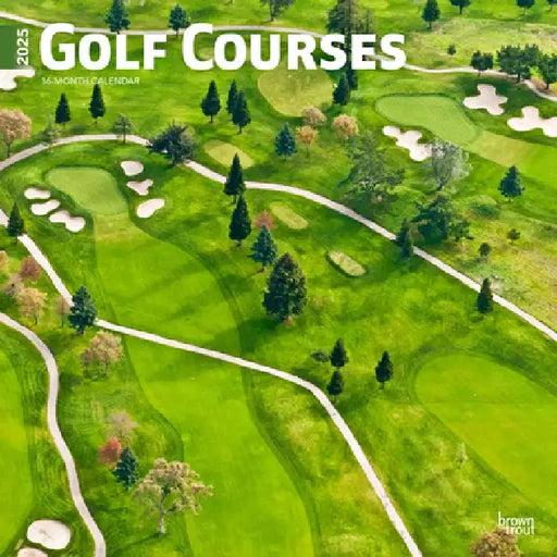 Golf Courses 2025 12 X 24 Inch Monthly Square Wall Calendar Plastic-Free by Browntrout