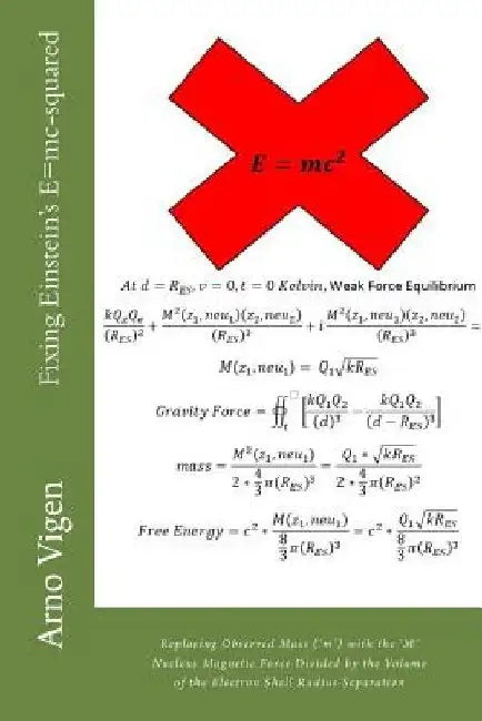 Fixing Einstein's E=mc-squared: Replacing Observed Mass (?m?) with the ?M? Nucleus Magnetic Force Divided by the Volume of the Electron Shell Radius S by Arno Vigen