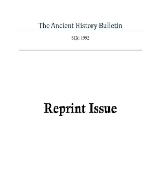 Ancient History Bulletin Volume Six by Timothy Howe