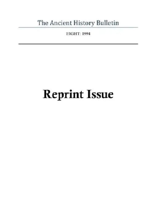 Ancient History Bulletin Volume Eight by Timothy Howe
