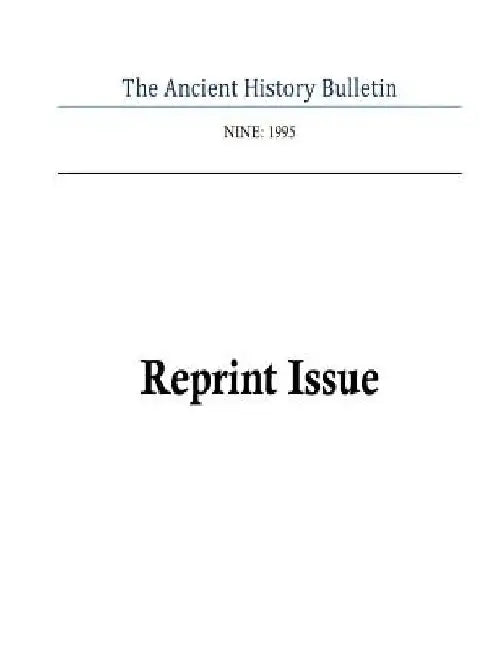 Ancient History Bulletin Volume Nine by Timothy Howe