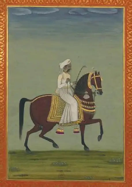 Carnet Blanc, Prince Indien À Cheval, Miniature 18e by Sans Auteur