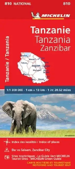 Michelin Tanzania Zanzibar Road and Tourist Map 810 by Michelin