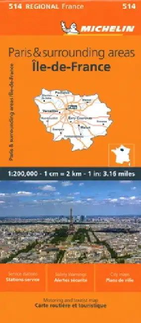France: Paris and Surrounding Areas Map 514 by Michelin