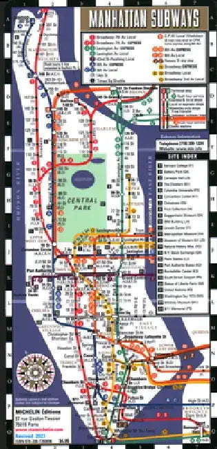 Streetwise Manhattan Bus Subway Map - Laminated Subway & Bus Map of Manhattan, New York by Michelin