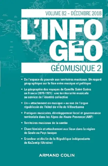 L'Information géographique (4/2018) Géomusique 2: Géomusique 2 by Collectif