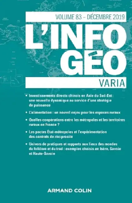 L'Information géographique (4/2019) Varia: Varia by Collectif