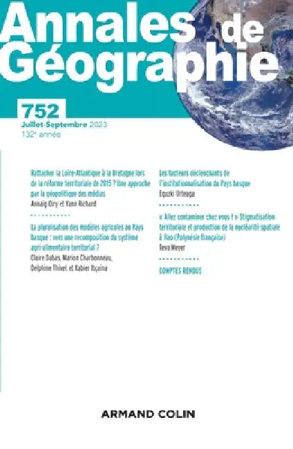Annales de géographie - N°752 4/2023 by Collectif