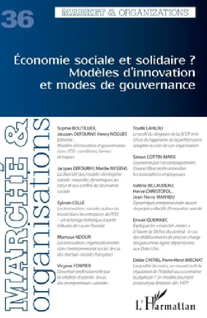 Economie sociale et solidaire ? Modèles d'innovation et modes de gouvernance by Dimitri Uzunidis