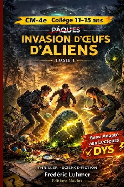 Thriller Science fiction Invasion d' oeufs d' aliens tome 1 pas de pâques aussi adapté aux lecteurs Dyslexiques: CM2 6e 5e 4e Collège 11 12 13 14 15 a by Frédéric Luhmer