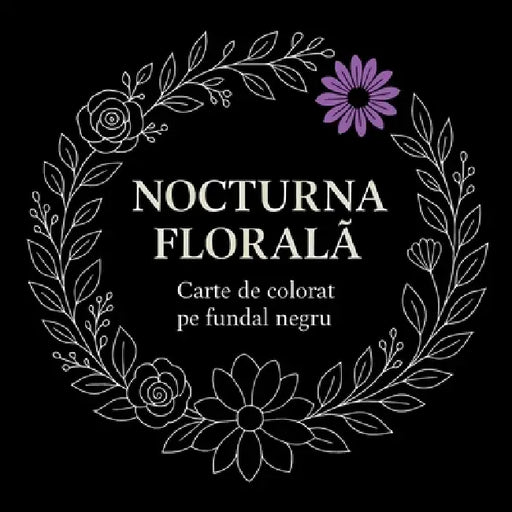 Nocturna florală - Carte de colorat pe fundal negru by Chris Martin