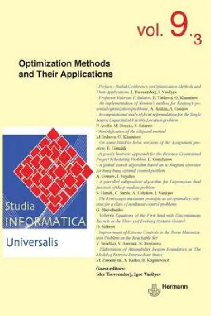 Studia Informatica Universalis n°9.3: Optimization methods and their applications by Ivan Lavallée, Ider Tseveendorj, Igor Vasilyev