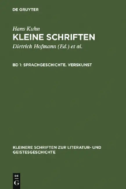 Sprachgeschichte. Verskunst by Dietrich Hofmann, Wolfgang Lange, Klaus Von See