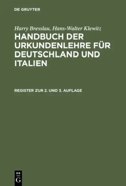 Register Zur 2. Und 3. Auflage by Hans Schulze
