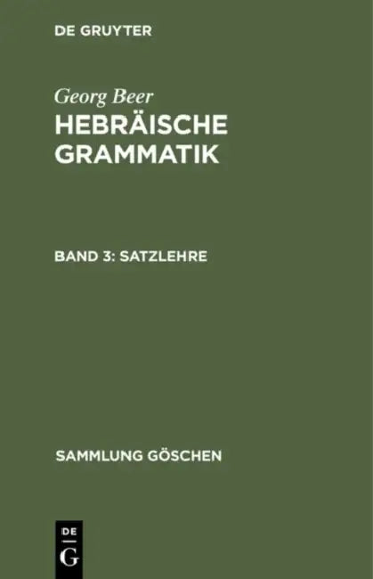 Satzlehre by Georg Beer