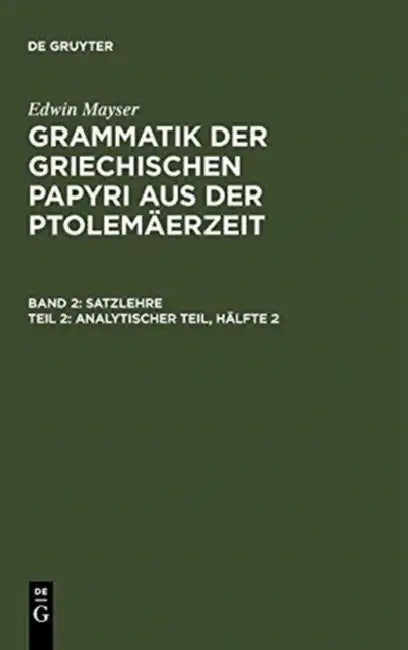 Analytischer Teil, Hälfte 2 by Edwin Mayser
