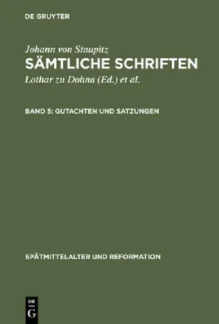 Gutachten Und Satzungen by Wolfgang Günter, Lothar Zu Dohna