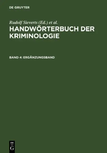 Erganzungsband by Alexander Elster, Heinrich Lingemann, Rudolf Sieverts