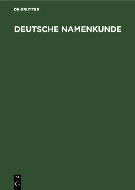 Deutsche Namenkunde by No Contributor