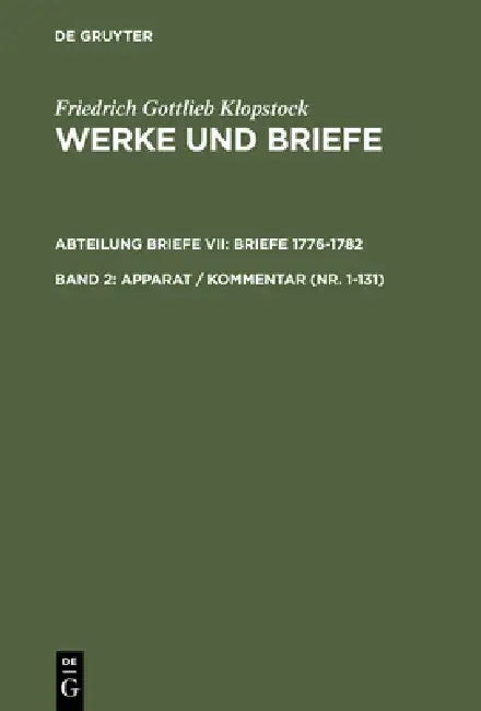 Apparat / Kommentar (Nr. 1-131) by Friedrich Gottlieb Klopstock