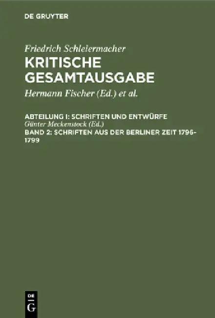 Schriften aus der Berliner Zeit 1796-1799 by Günter Meckenstock