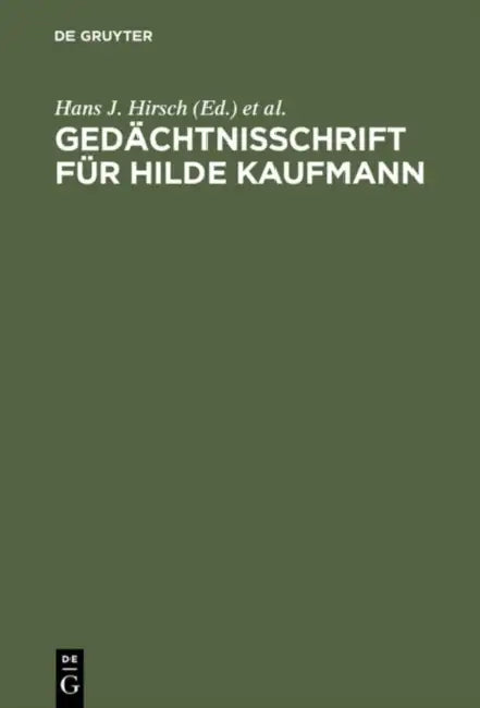 Gedächtnisschrift für Hilde Kaufmann by Hans J. Hirsch, Günther Kaiser, Helmut Marquardt