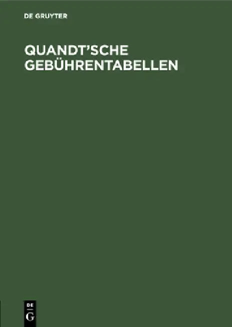 Quandt'sche Gebührentabellen by No Contributor