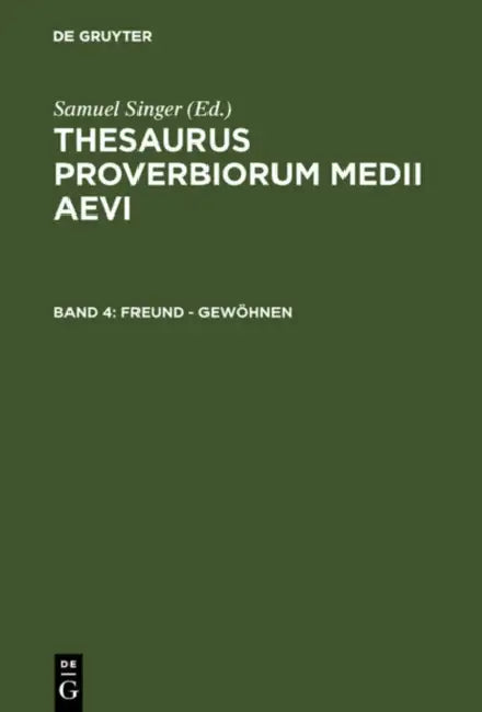 Freund - Gewohnen by Samuel Singer, Kuratorium Singer Der Sagw