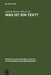 Was ist ein Text? by Ludwig Morenz, Stefan Schorch
