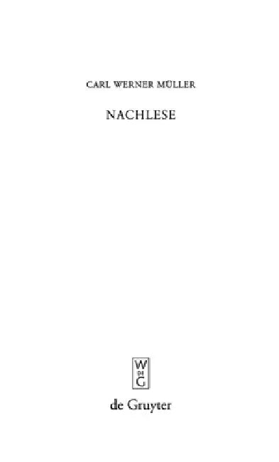 Nachlese by Carl Werner Müller