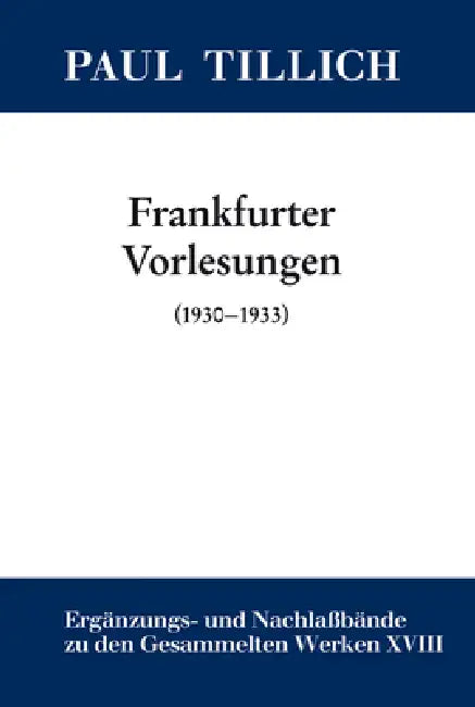 Frankfurter Vorlesungen by Erdmann Sturm