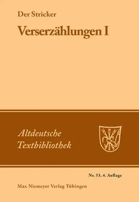 Verserzählungen I by Hanns Der Stricker Fischer