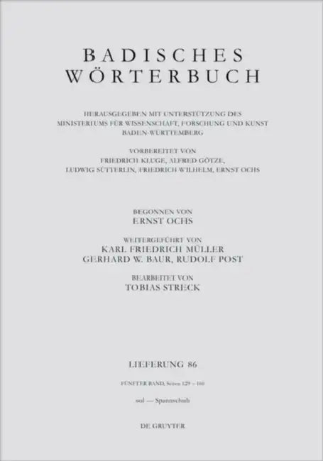 Band V/Lieferung 86: Badisches Wörterbuch. by Tobias Streck