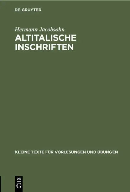 Altitalische Inschriften by Hermann Jacobsohn