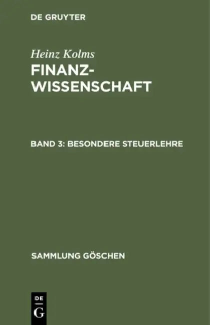 Besondere Steuerlehre by Heinz Kolms