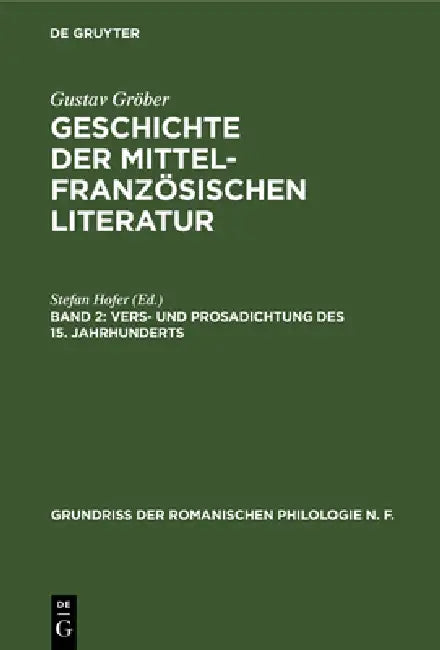 Vers- Und Prosadichtung Des 15. Jahrhunderts by Stefan Hofer