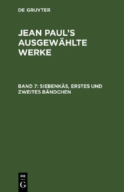 Siebenkäs, Erstes Und Zweites Bändchen by Jean Paul