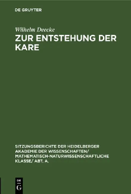 Zur Entstehung Der Kare by Wilhelm Deecke