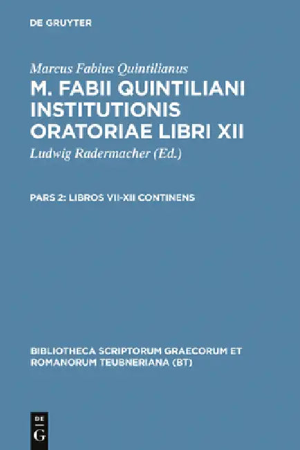 Libros VII-XII Continens by Ludwig Radermacher, Vinzenz Buchheit